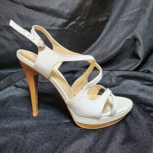Vintage Cathy Jean White Leather Strappy Heels Size 8 | 5 Inch High Heel Sandals